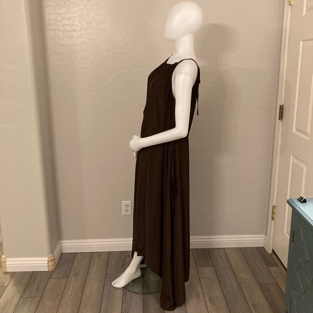 Calypso St. Barth Dress Sarah Brown Matte Satin Sleeveless Maxi Halter Small - Picture 10 of 13